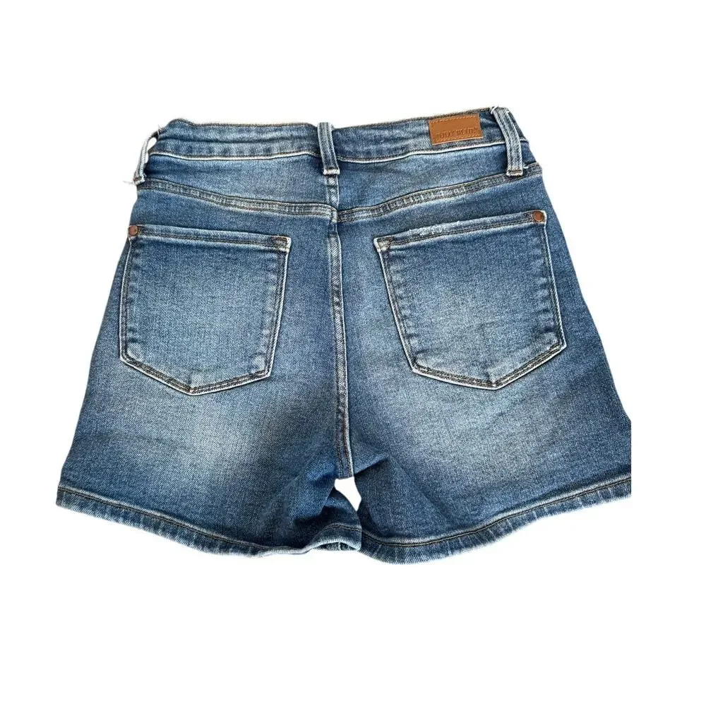 Judy Blue Distressed Denim Shorts - Picture 2 of 6
